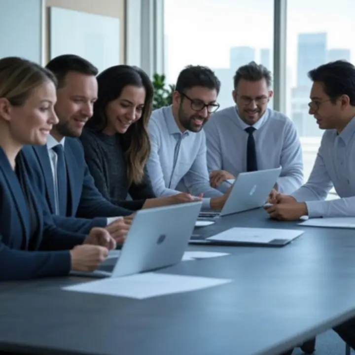 Zespół biznesowy omawiający ekspansję międzynarodową